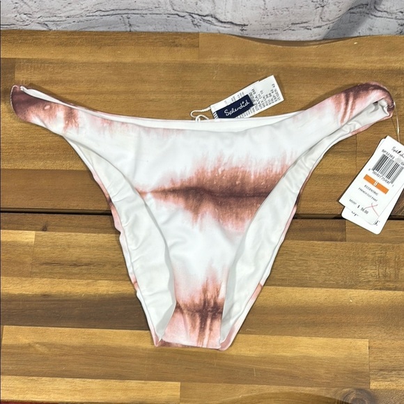 Splendid White and Brown Bikini Bottom with Cheeky Cut - Picture 1 of 8